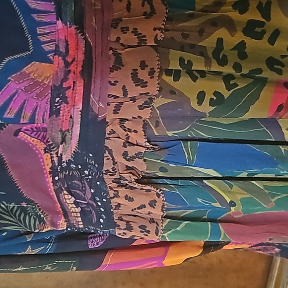 FARM RIO Jungle Animal Print Tiered Ruffle Bottom Maxi Dress! Sz. L, NWOT! - Picture 5 of 5